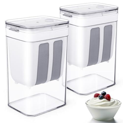 AOZUO  Yogurt Strainer, 1100ML/37OZ Capacity Yogurt Strainer Separator with Stainless Steel Fine Mesh and Lid for Thick Greek Yogurt Soybean Milk Kefir Berries Fruit Juice Coffee