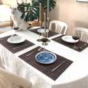 8-Pack Natural Bamboo Placemats Set - Reusable Rectangular Heat Resistant Table Mats for Everyday Use, Camping, Picnics, Party Decor - Easy to Clean & Store, Lightweight (Coffee)