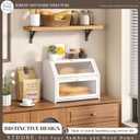 STDDRE Bread Box for Kitchen Countertop Bin Double Layer Bread Box Storage Container Extra Large Capacity Farmhouse with Diamond Pattern Windows (White, Large)
