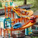 Puzzle Racer Kids Car Track Set, 4-Tier Race Tracks for Kids Ages 3-5 with 3 Cars, Traffic Parts, Trucks for Toddlers 2-4 Years, Floor Puzzle Tracks Car Gift for Boys Girls 3 4 5 Year Old