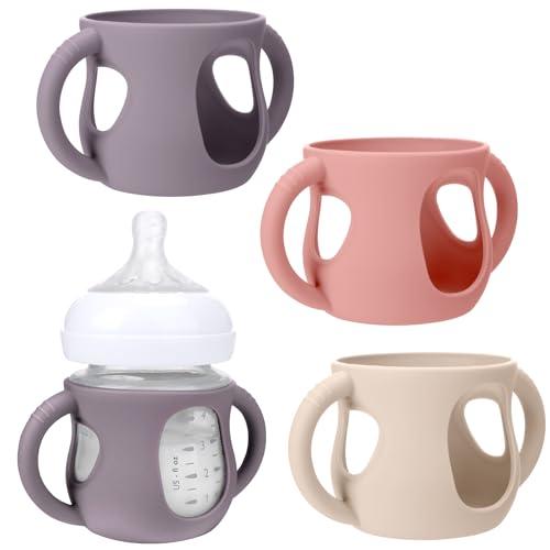 BUSOHA 3 Pack Silicone Sleeves for Avent Natural Baby Bottles - Drop Protection Baby Bottle Sleeves with Handle for Avent Natural Baby Bottles, Ounce, Set of 2