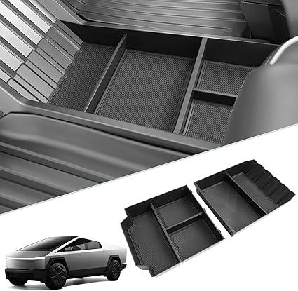 SUMK Floor Console Organizer for Tesla Cybertruck Accessories 2024 2025, Durable TPE Lower Center Console Organizer Tray with Non-slip Lining for Cybertruck
