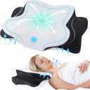 DONAMA Cervical Pillow for Neck and Shoulder,Contour Memory Foam Pillow,Ergonomic Neck Support Pillow for Side Back Stomach Sleepers with Pillowcase (Queen Size 24.8"Lx14.96"Wx5.51"H, Black)