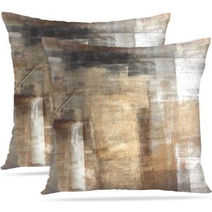 Britimes Throw Pillow Covers Home Decor Set of 2 Pillow Cases Decorative 20 x 20 Inches Cushion Couch Sofa Pillowcases Taupe Tan Grey Brown Beige
