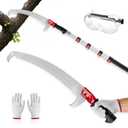 26FT Pole Saw for Tree Trimming, Manual Telescoping Tree Pruner with 5–20FT Extension Pole, Long Reach Hand Saw for Ground Cutting in Yard, Garden & Patio