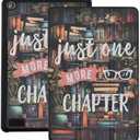 Case for Kindle Fire 7 Tablet 2019 2017 Release 9th 7th Generation, Book Lovers Lightweight PU Leather Stand Protective Cover with Auto Sleep Wake, Just one More Chapter