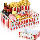 GlikCeil Carnival Food Trays Carnival Party Decorations Wooden Circus Serving Trays with Handles Reusable Circus Snack Holder for Nacho Hot Dog Boats Bowls Plates