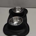 AsFrost Dog Food Bowls Stainless Steel Pet Bowls & Dog Water Bowls No Spill Non Skid, Feeding Bowls with Dog Bowls Silicone Mat for Small Medium Large Size Dogs, Cat Pet Dog Dishes Set, Black, 3 Cup (3 Cup/27 oz each)