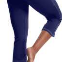 VOOVEEYA Women's Capri Leggings, Yoga Capris Pants with Pockets Stretchy Crop Pants High Waisted Straight Leg 21" (Blue, L)