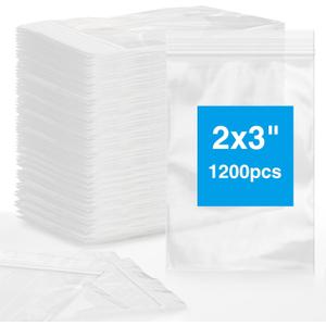 1200pcs 2 x 3 Clear Zip Bag, Small Plastic Jewelry Bags, 2 mil Thick Small Baggies, Resealable Zipper Bag, Storage Baggies for Daily Vitamin, Jewelry, Candy