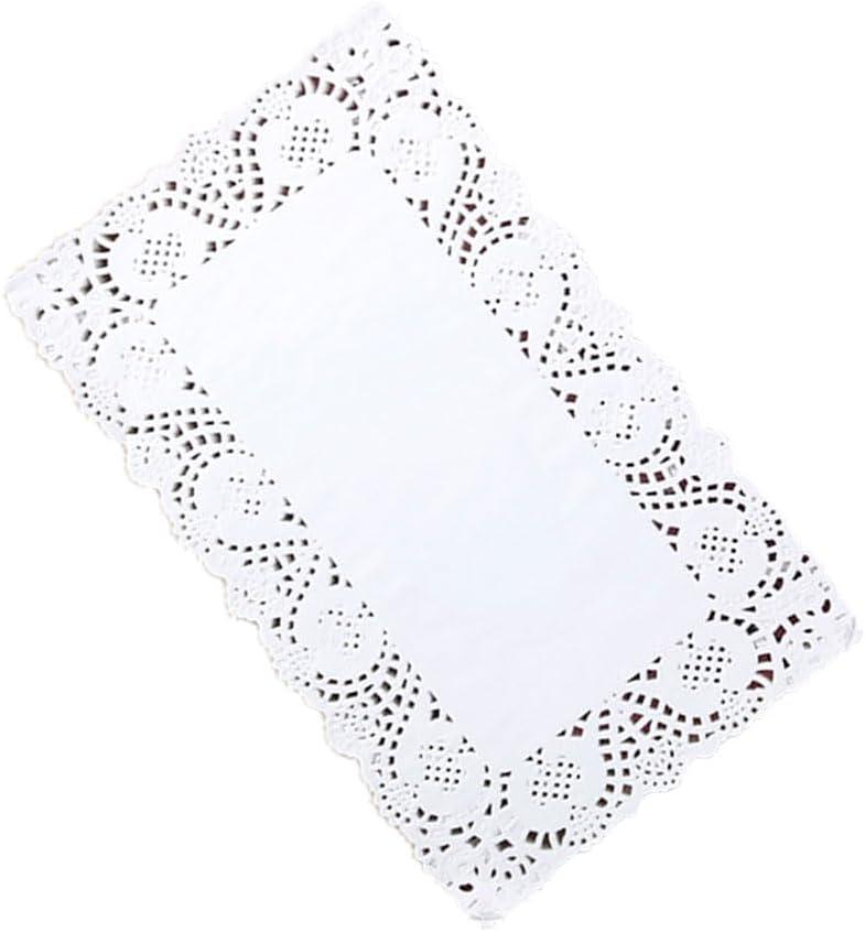 Rectangle Paper Doilies - 8inch x 12inch White Lace Disposable Paper Doilies - for Crafts,Cakes,Food, Desserts, 100 PCS