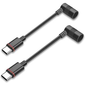 2PCS Barrel Plug to USB-C Adapter for Ring USB C Outdoor Cameras, Barrel Adapter Compatible with Ring Solar Panel for Stick Up Cam and Spotlight Cam Pro, Black
