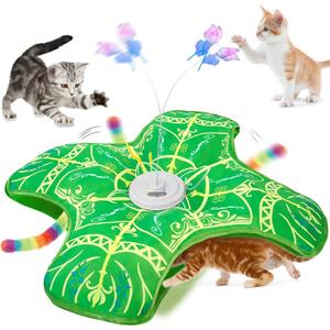 Interactive Cat Toys for Indoor Cats,[Newly Upgraded] Rechargeable Touch Activated Hide and Seek Kitten Toys for Bored Indoor Adult Cats with Fluttering (Green)