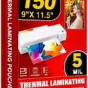 CAREGY Thermal Laminating Pouches,150 Pack Laminating Sheets, 5 Mil, 9 x 11.5 Inches Lamination Sheet Paper for Laminator, Round Corner Letter Size, Office and School Supplies
