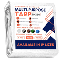Large Waterproof Tarp - Heavy Duty 10 Mil Thick Poly Tarpaulin Ideal for Canopy Tents, Boats, RV or Pool Covers - Multipurpose Protective Tarps with Grommets for Indoor and Outdoor Use | 25'x45'
