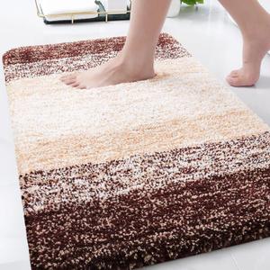 Arotive Microfiber Bathroom Rugs, Shaggy Soft and Absorbent Bath Rug, Non-Slip, Thick Plush Machine Washable Dry Bath Mats for Bathroom, Tub and Shower, 34x21, Brown, Rectangular