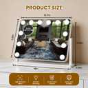 Vanity Mirror with Lights, 18"×14" Hollywood Makeup Mirror with 12 Dimmable Bulbs, 3-Color Lighting, Dimmable, 360° Rotation, 10x Magnification, Desk Mirror, Bedroom (White)