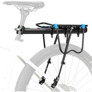 ROCKBROS Rear Bike Rack Quick Release Bike Cargo Rack for Luggage Commuting | Easy to install,heavy duty steel,red reflector,side protection,quick release system,rear back pannier rack with intructions