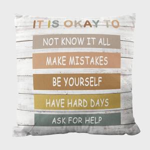 Inspirational Quotes Its ok to Be Yourself Boho Pillowcase Inspirational Gifts for Women and Motivational Quotes Pillowcase for Bedroom Classroom Flannel Cushion Cover for Sofa 18x18 Inch (04color)