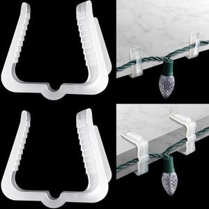 Marsui 50 Pcs Christmas Light Clips Small Outdoor Roof Gutters and Shingles Hooks 1 5/8 Inch Fascia Boards Hanger Plastic Holiday String Light Clips for Xmas Outside Decoration Fence Eave (White)