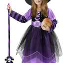 Sarfel Toddler Witch Costume Kids Witch Costume for Girls Halloween Costumes Kids Halloween Costumes for Girls Witches Outfit M 