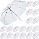 18 Pcs Clear Wedding Umbrellas Bulk Transparent Travel Umbrella Foldable Clear Umbrella Manual Open and Close Compact Folding Umbrella for Wedding Anniversary Christmas Party Favors (White Trim)