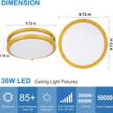 DLLT Flush Mount LED Ceiling Light: 10 Inch 5CCT (3000K-6000K) & Dimmable Ceiling Light Fixtures for Bedroom Hallway - 18W Modern Gold 1600LM Super Bright Kitchen Lighting Fixtures Ceiling