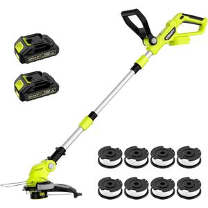 20V Electric Weed Wacker Cordless Edger Lawn Tool 2 X 2.0Ah Battery Powered Weed Eater with Charger, 12 Inch Lightweight String Trimmer, Auto Line Feed Grass Cutter Lawn Mower for Small Yard Garden