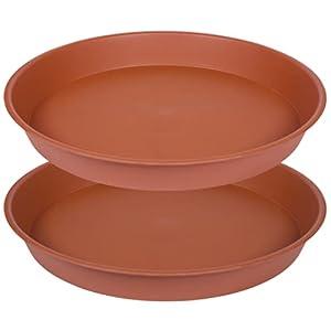 Bleuhome 2 Pack of Extra Large Plant Saucer 24 26 inch (22.5 inch Base), 4.2" Depth, Plastic Birdbath Bowl for Indoors Outdoor, Deep Heavy Duty Plant Saucer Dish for Garden (26", Terracotta)