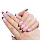 2 x Glossy Glazed French Tip Press-On Nails  Medium Almond Shape | Effortless Salon Look in Minutes | 30-Piece Reusable Nail Kit with Glue | 15 Sizes for a Perfect Fit(Rosy Nude Ombre)