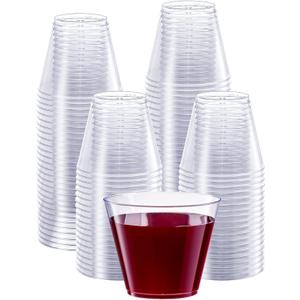 Clear Hard Plastic Cups/Tumblers [9 oz. Squat - 200 Count] Small Disposable Party Cocktail Glasses