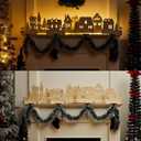 Large Wood Christmas Village Houses Set Light up Village with Light DIY Christmas Ornament Kits for Farmhouse Home Fireplace Tabletop, No Batteries (Wood Color, Classic Style)