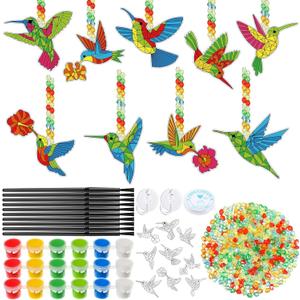 Pasimy 36 Sets Hummingbird Suncatchers Craft Kits Bird Paint Window DIY Hanging Ornaments Decorations Make Your Own Spring Activities Arts Summer Party Favors Gifts for Classroom Home Mother Birthday
