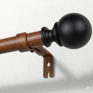 Wood Curtain Rods for Windows: 1 Inch Diameter Heavy Duty Adjustable Curtain Rod 72" to 144"6-12ft), Wood Grain Pattern Blackout Wrap Around Room Darkening Drapery Rod for Indoor and Outdoor