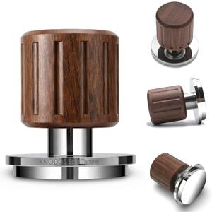 Echo Calibrated Espresso Tamper 54mm with Click Feedback, 30lb Spring, Walnut Handle for Breville Portafilters