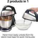 Hamilton Beach Classic Stand and Hand Mixer, 4 Quarts, 6 Speeds with QuickBurst, Bowl Rest, 290 Watts Peak Power, Black and Stainless