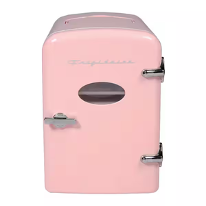 Frigidaire Retro 9-Can Mini Personal Fridge Portable Cooler for Car, Office, Bedroom, Dorm Room, or Cabin, 11.8" D x 7.1" W x 10.1" H, PINK