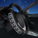 Ventilated Heart-Shaped Steering Wheel Cover with Anti-Slip Leather Grip. Compatible with Ford, Toyota, Honda, Nissan, and Chevrolet Vehicles for 14.5-15.2 inch Round Steering Wheels.