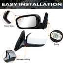 Left Driver Side Mirror Compatible with Honda Accord 2003 2004 2005 2006 2007 Non-Heated Manual Folding Power Glass Door Mirrors Paintable White Partslink #HO1320152