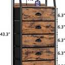Furnulem Tall 5 Drawers Dresser, Vertical Storage Tower Fabric Dresser for Bedroom, Hallway, Entryway, Nursery, Closet Organizer, Nightstand Bedside Table Furniture, Sturdy Steel Frame, Wood Top