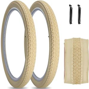 SIMEIQI 1 or 2 Pack 26"x2.125" Beach Cruiser Bike Tires Cream Color with or Without Inner Tubes 26"x1.75"/2.125" Replacement Folding Bicycle Tyres for City Commuter Urban Pavement
