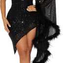 Nagfar Sparkly Sequins Sexy Dresses Prom Evening Gown Birthday Masquerade Cocktail Party Club Glitter Dress (Large)