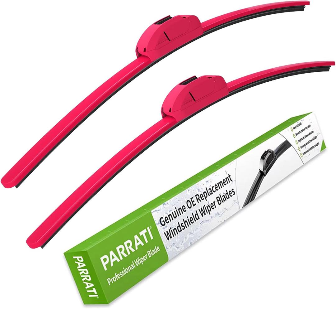 OEM QUALITY 15" + 15" PARRATI Premium All-Season Rose Red Windshield Wiper Blades (Set of 2)
