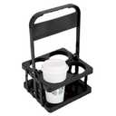 Bodaon 4 Cup Drink Carrier with Handle, Plastic Cup Carriers for Drinks, Drink Holder for Car, Take Out Delivery Drivers Accessories, Portable Foldable Reusable Mobile, Use for Food Delivery Bag (Black)
