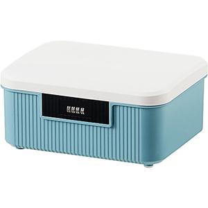 Lockable Storage Container Bin, 2.3 Gallon Capacity Organizer Box with Combination Lock, Heavy Duty Plastic Trunk, Usable As Item Organizer Or Office File Storage(Blue)