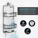 Better Living Venus 3 Tier Aluminum Shower Caddy, Black | Rustproof Over Shower Head Organizer, 2 Large Baskets, Built-in Hooks & Soap Dish, Suction Cups, Anti-Slip Collar, No Drill