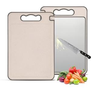 4 in 1 Stainless Steel Cutting Board Strong14"x10" Double Sided Chopping Scratch-resist Dishwasher Safe Vegetable Meat Hygienic Food-Grade Home Kitchen Garlic Grater Knife sharpener Christmas Gift