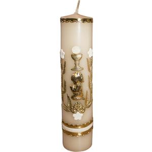 8 Inch Baptism Candle for Christening Celebration for Boy or Girl Ivory Color Catholic Candle or Vela de Bautizo