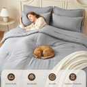 Easthome Queen Comforter Set 7 Piece - Bed in a Bag Queen Size Comforter Sets, Soft Cozy Bedding Sets with All Season Comforter, Flat Sheet, Fitted Sheet,2 Pillowcases & 2 Shams, Light Gray