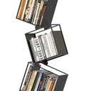 5-Tier Metal Geometric Bookshelf – Modern Narrow Floor Bookcase, Space-Saving Organizer for Living Room, Bedroom, Office, Corner – Black